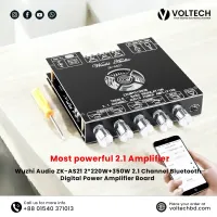 Wuzhi Audio ZK-AS21 2*220W+350W 2.1 Channel Bluetooth Digital Power Amplifier Board (Official)– Available Only at Voltech Electronics
